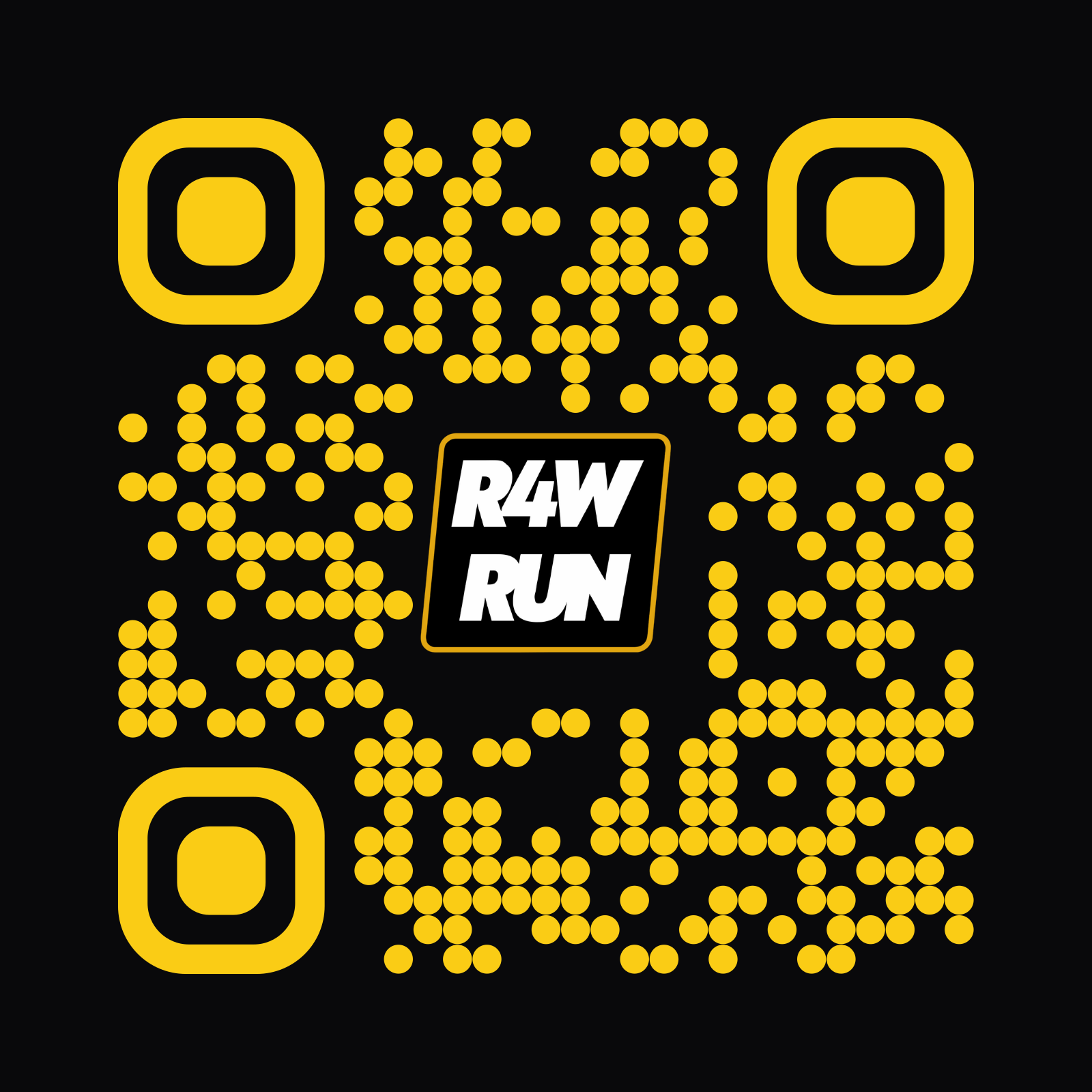 R4WRUN QR code, yellow on black