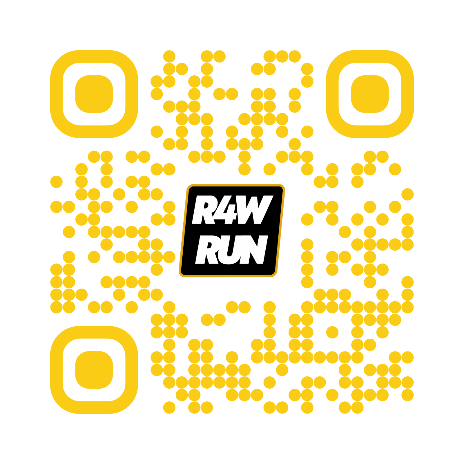 R4WRUN QR code, transparent, for dark backgrounds